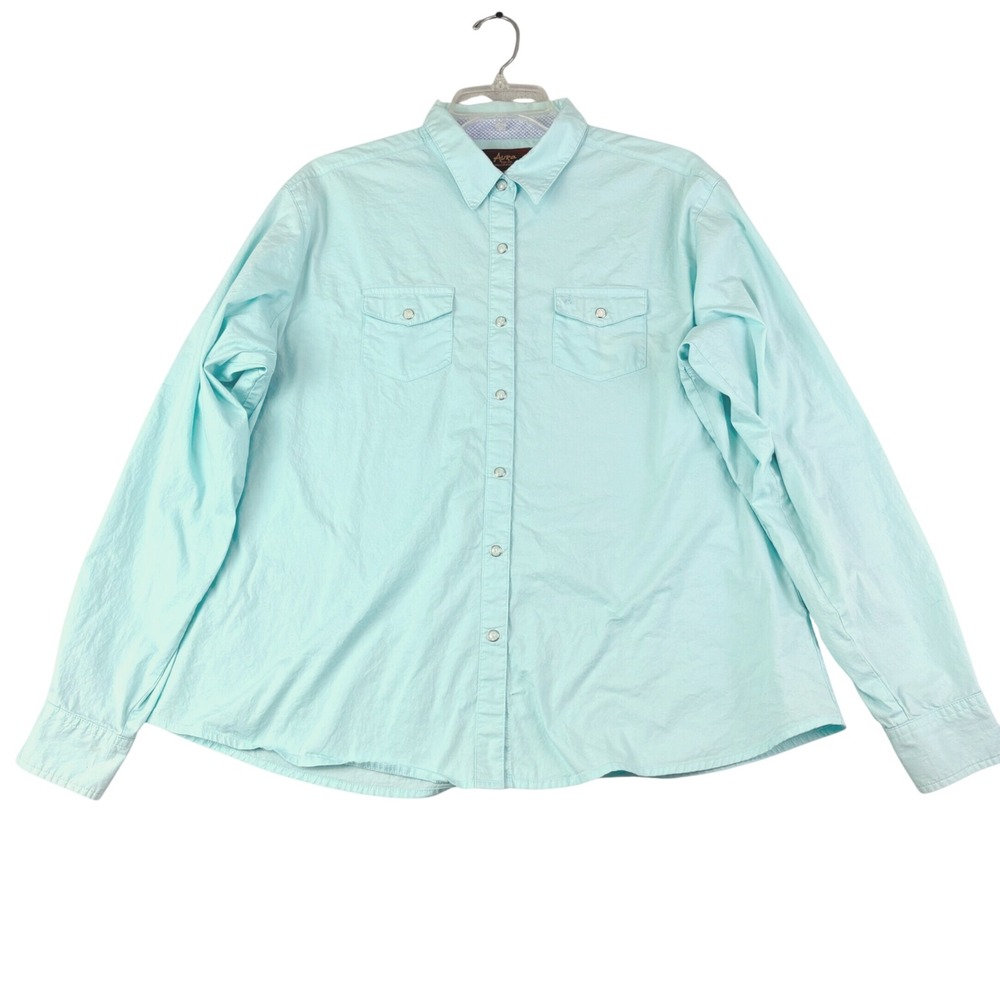 Aura Wrangler XL Aqua Western Snap Button Shirt Long Sleeve Cowgirl Turquoise